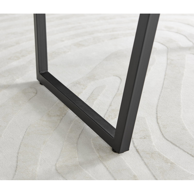 Industrial Design White & Grey Marble Effect Melamine Dining Table and 2 Velvet Dining Chairs, Cream/Black