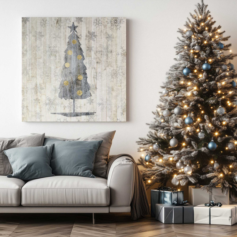 Arbre de Noël, reproduction sur toile dans un cadre poli, Toile tendue, H 12 po x l 12 po x P 1,25 po