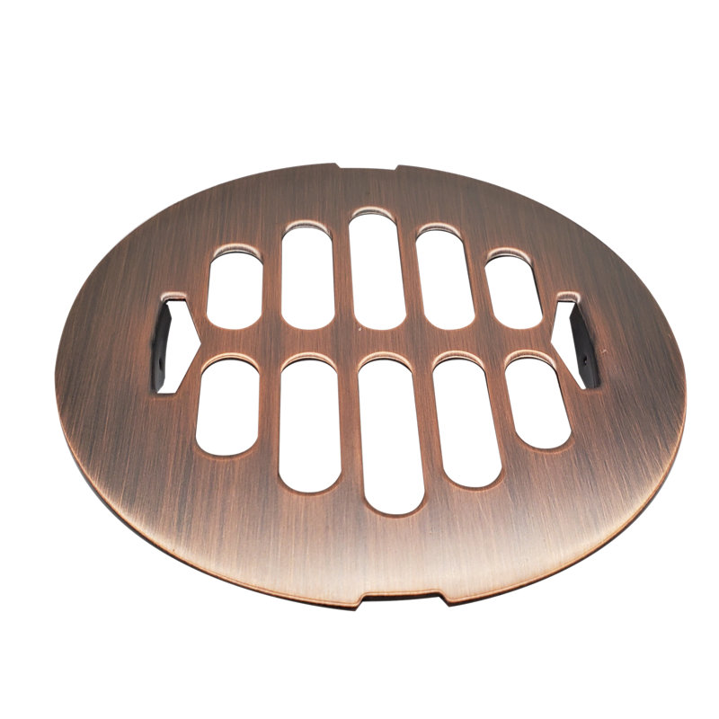 4-1/4" OD Brass Snap-in Shower Drain Cover, Antique Copper