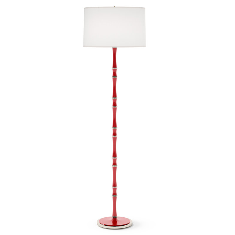 Kane 64.50'' Traditional Floor Lamp, Ascot White, Ruby Red/Polished Nickel