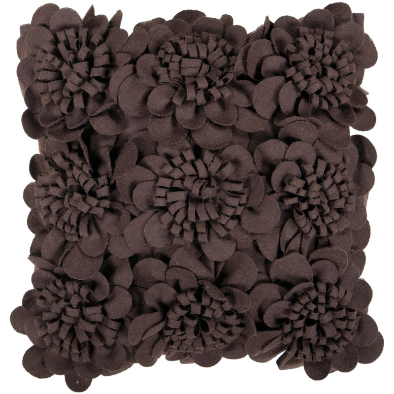  Housse de coussin en laine Felt Garden, 22 po x 22 po, Marron foncé