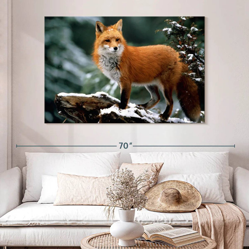 Furry Winter Fox, 34" H x 51" W