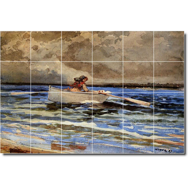 Carreau de céramique décorative 36 po x 24 po 6 po x 6 po, Bateau bateau 04455