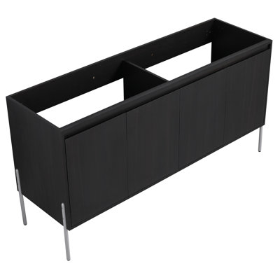 Meuble-lavabo moderne de 152 cm (60 po) en chêne foncé avec rangement intérieur spacieux - Fabriqué en contreplaqué de qualité et design élégant