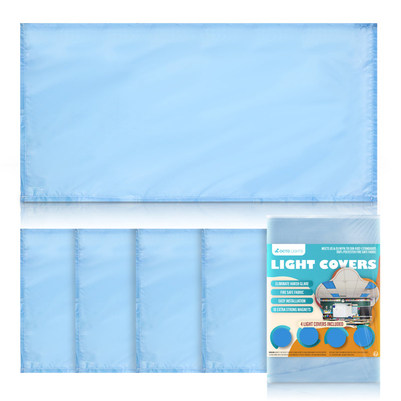 Fluorescent Light Covers For Ceiling Lights - Magnetic Classroom Light Filters - Tranquil Blue
