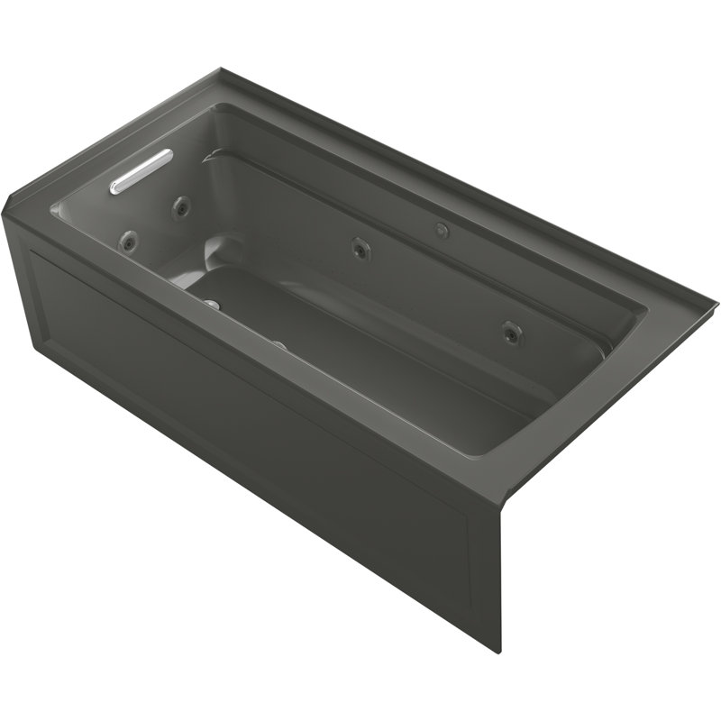 Archer 66" X 32" Integral Apron Heated Bubblemassage Air Bath and Whirlpool with Right-Hand Drain, Thunder Gray, Left