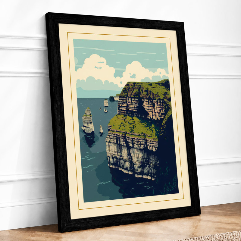 Seabird Cliff Coastal - Framed Print, Black, A3 - 42.0 x 29.7 cm