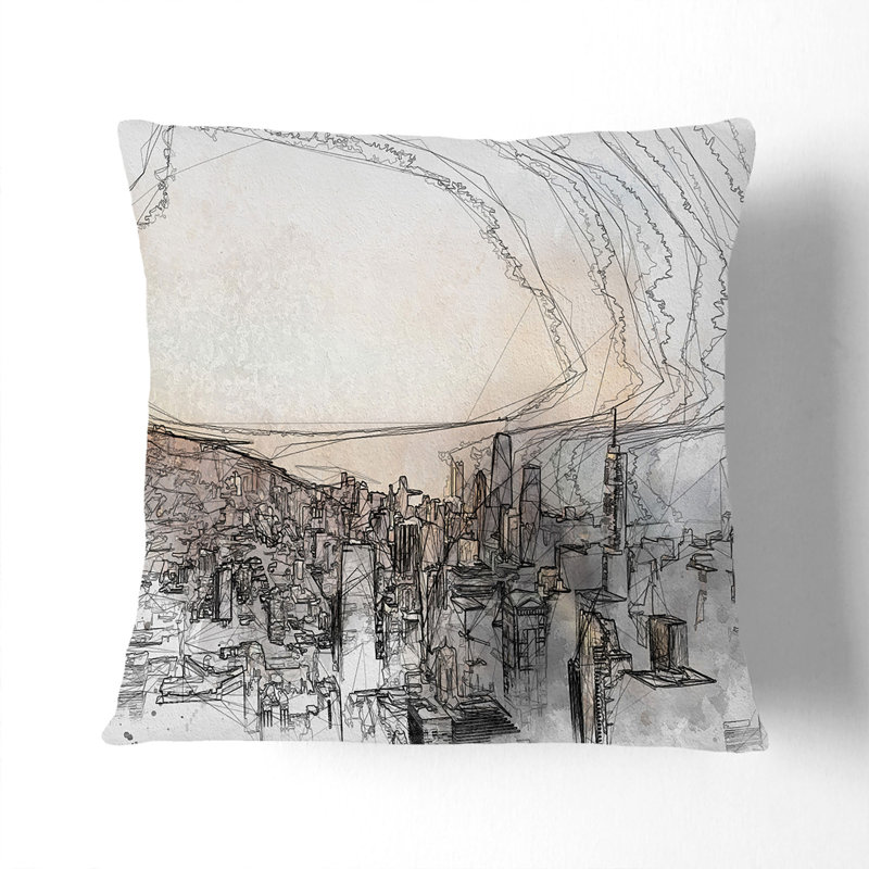 Abstract Square Throw Cushion, Black, 40cm H x 40cm W x 15cm D