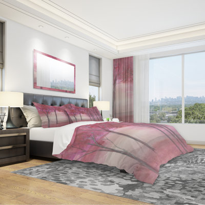 Shabby Pink Under the Trees - Shabby Elegance Duvet Cover Set - Microfiber Polyester