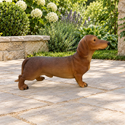 Brown Dachshund Garden Statue