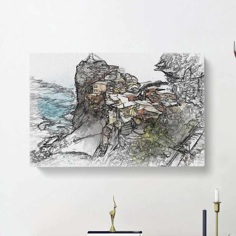View Of Cinque Terre In Italy In Abstract - Wrapped Canvas, 60cm H x 91cm W x 3cm D
