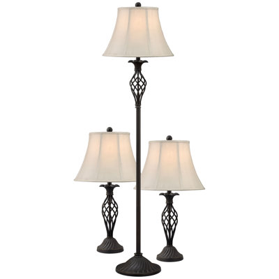 Agave Black Iron Traditional Floor & Table Lamp Set