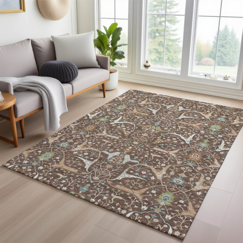 Machine Washable Indoor/Outdoor Boruta ACN2250 Global Rug, Rectangle 9' x 12'