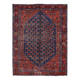 One-of-a-Kind 5' x 6'5'' 1920s Area Rug in Navy Blue/Rust