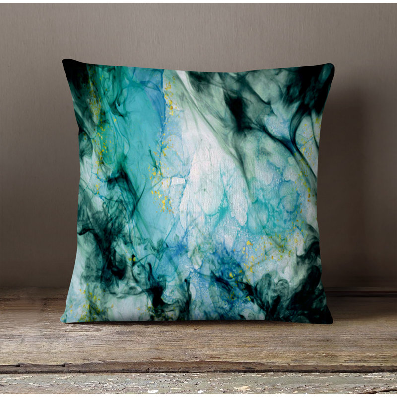 Throw Pillow With Insert, Blue/Black Abstract 6, 20"H x 20"W