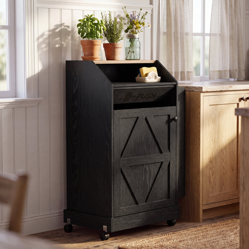 Chariot pour îlot de cuisine roulant, armoire de rangement mobile avec armoire à poubelle cachée, support à épices et roues verrouillables pour la cuisine, la salle à manger et le salon