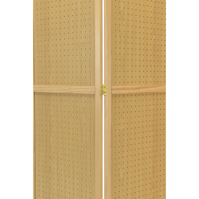 Aromola  4 - Pegboard Panel Folding Screen Room Divider 71"High x 70" Wide, Natural