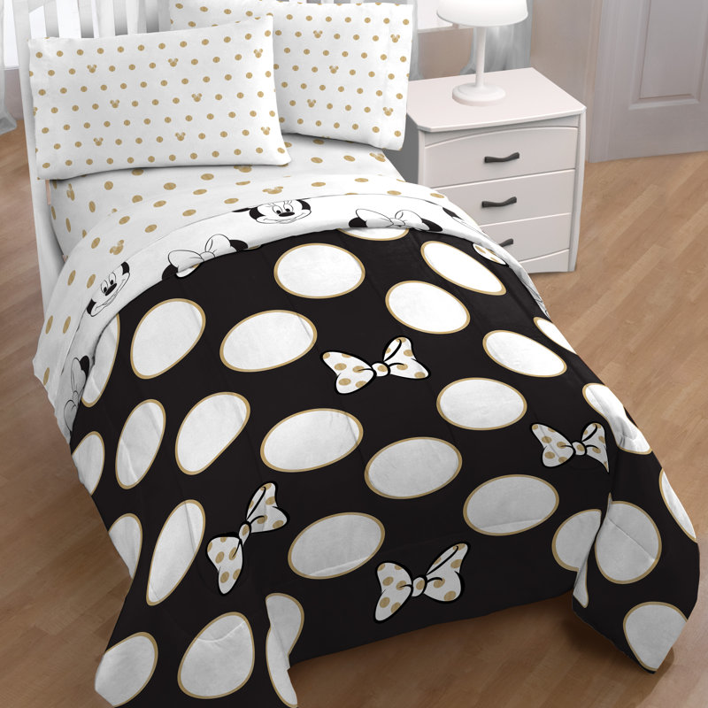 Black and Gold Dots Microfiber Sheet Set, Full