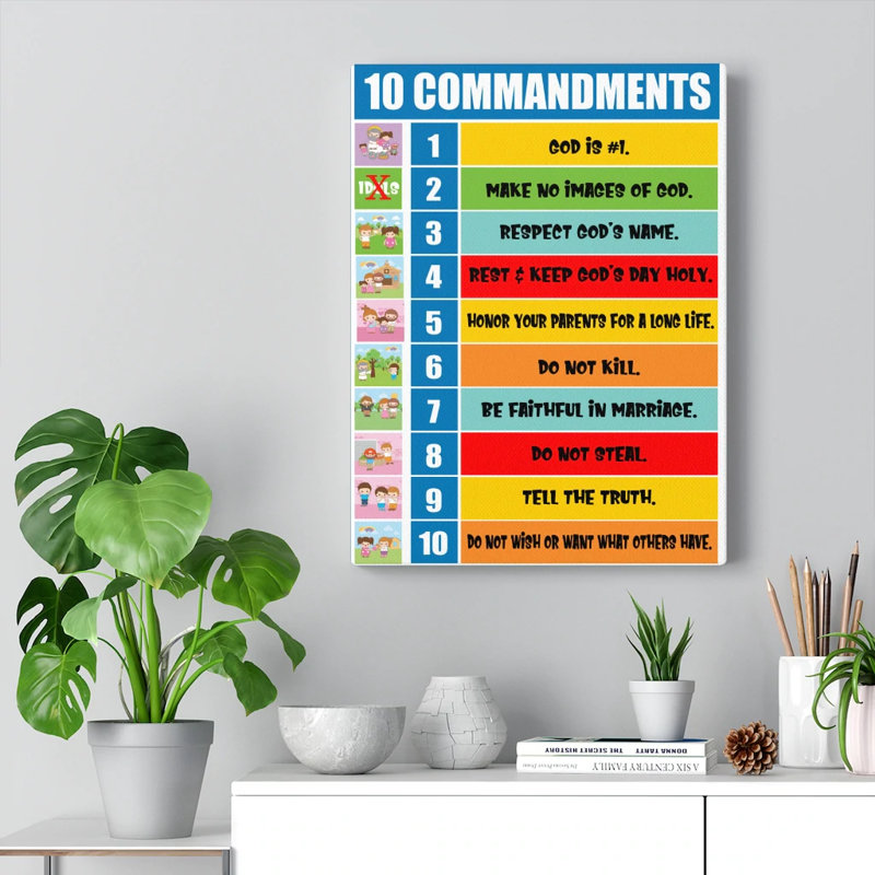 10 commandements pour enfants, H 16 po x l 12 po x P 1,25 po