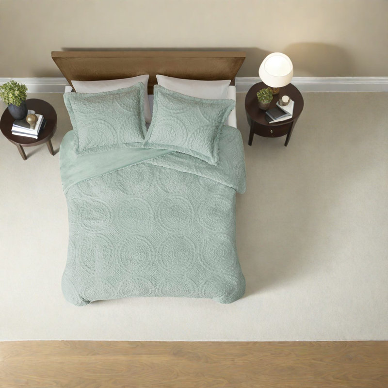 Ensembles de literie ultra moelleux, polyester en fausse fourrure, conception élégante en médaillon pour le confort de la maison