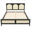 Lit plateforme en bois avec tête et pied de lit en rotin, fabrication robuste, aucun sommier requis, assemblage facile-1962434065-1962434079