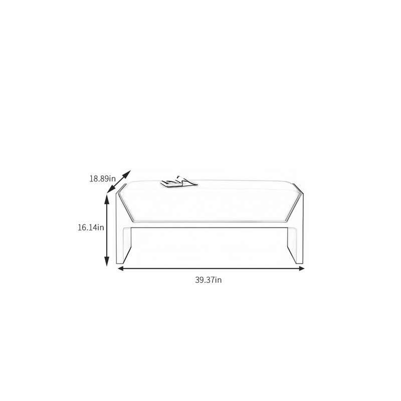 Banc rembourré en cuir Rupakus, H 16,14 po x l 39,37 po x P 18,89 po