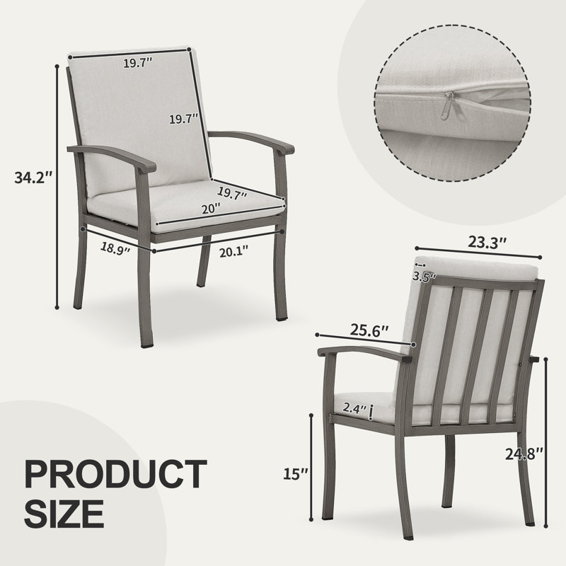 Chaises de patio en aluminium 6 pièces avec coussins Colby, Gris pâle / gris