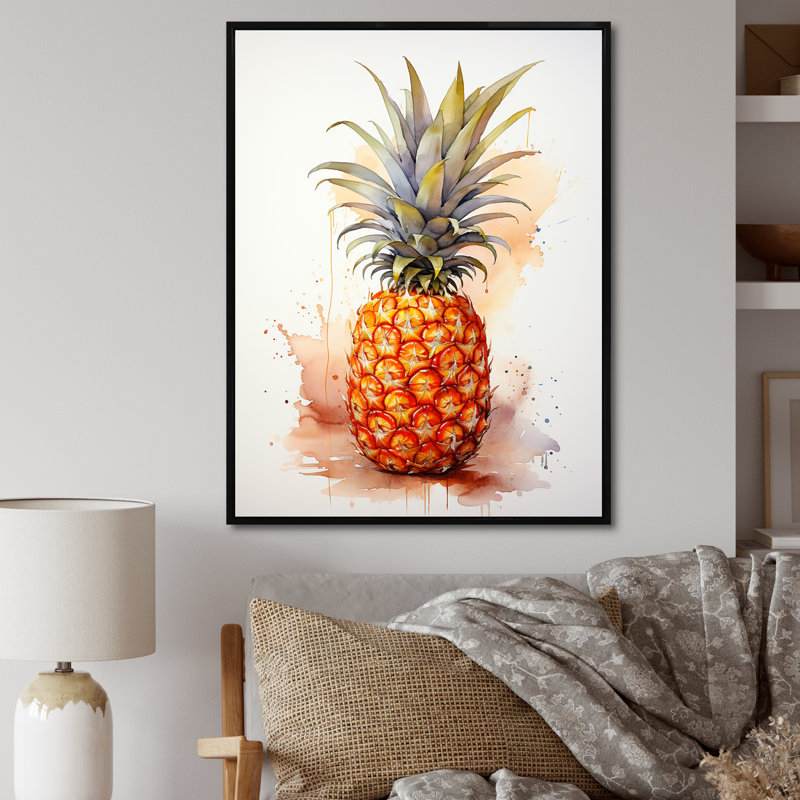 Pineapple Paradise I - Pineapples, art mural, Cadre flottant noir, H 44 po x l 34 po x P 1,5 po