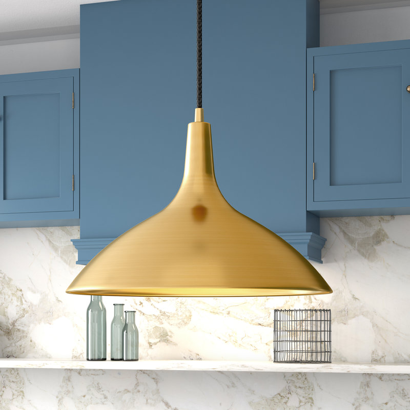 Luminaire suspendu conique à 1 lumière Cendra, Laiton