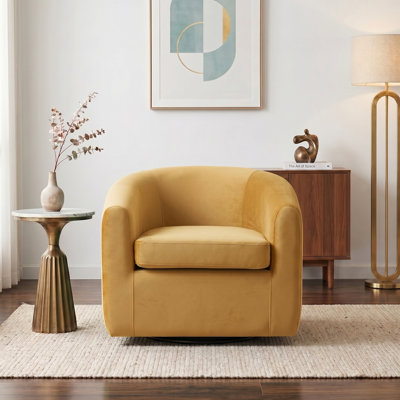 Richard  Upholstered Velvet Swivel Barrel Chair