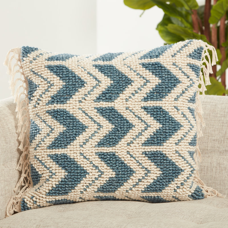 Coussin Oakleaf, Bleu/crème, Housse de coussin seulement - sans coussin