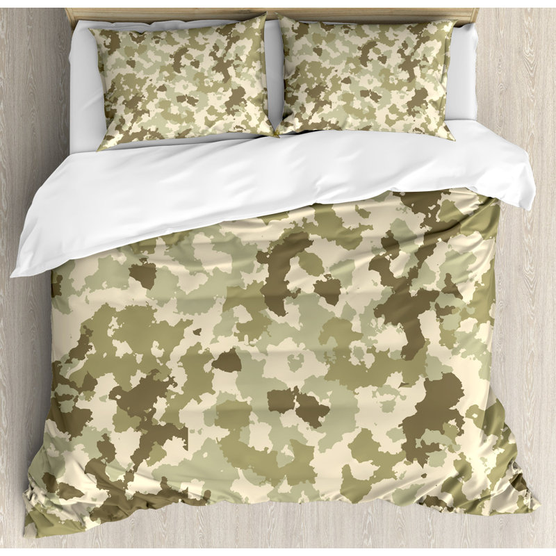 Camo Eclectic Polyester Camouflage Duvet Cover, Queen