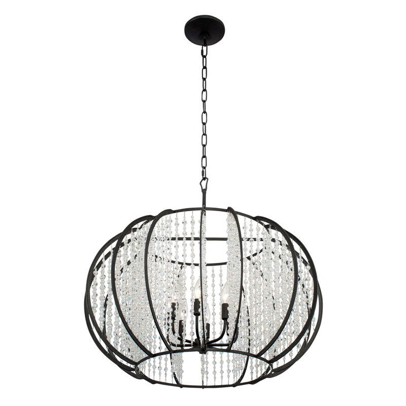 Caesar Black Crystal 8-Light Pendant Chandelier