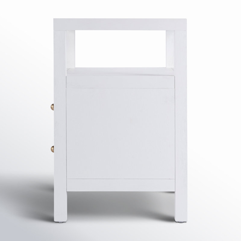 Nora 2-Drawer Nightstand, Textured White
