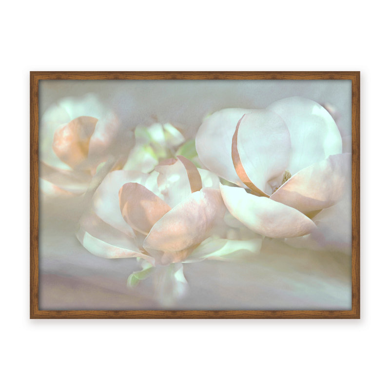 Nature Inspired Magnolia Dreams, 24" H x 30" W x 1.125" D, Framed Matted Print, White