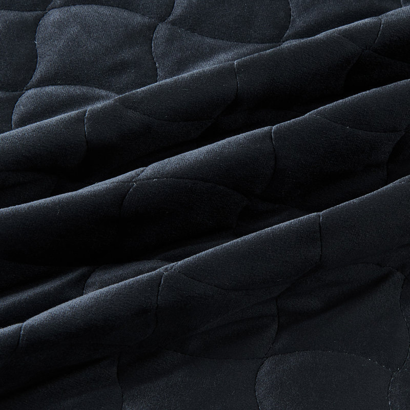 Ensemble de courtepointe en velours cousu, Courtepointe pour simple TG + 1 taie décorative s, Noir, noir, noir, noir