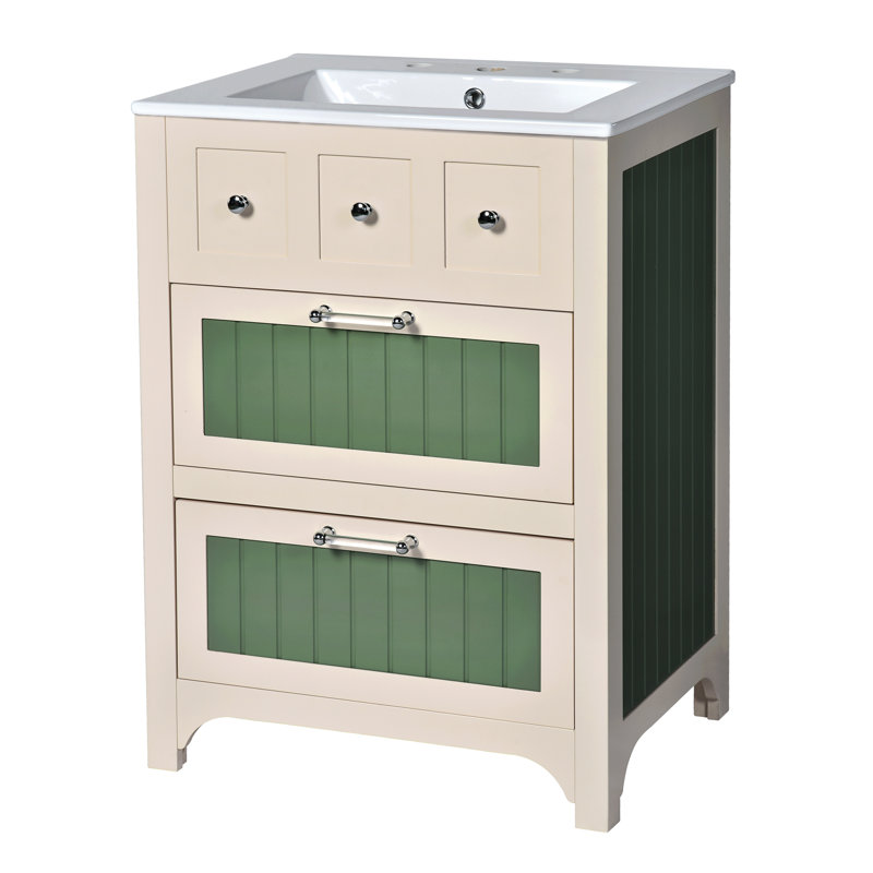 Meuble-lavabo simple 24 po avec comptoir en céramique 24 po