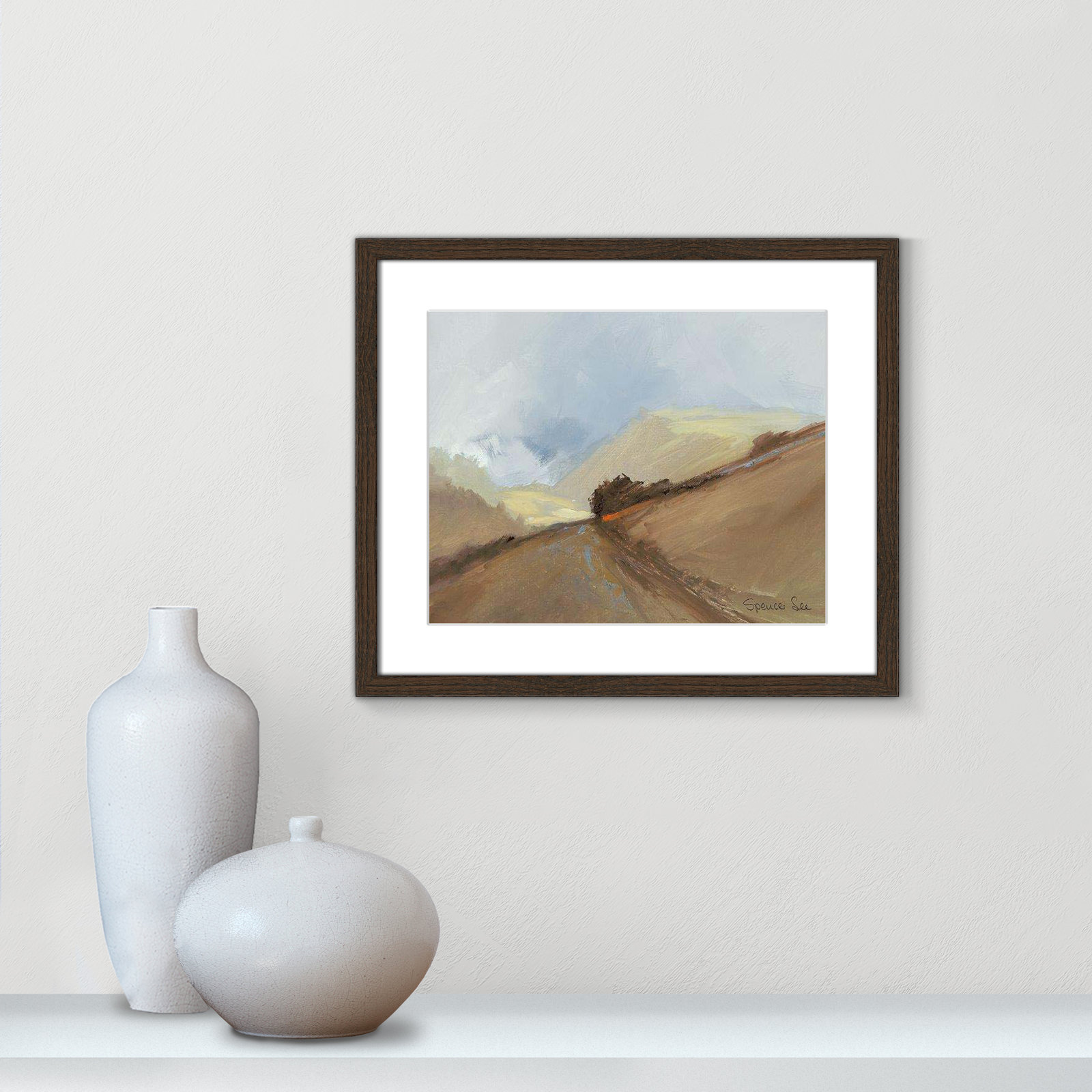 Heaven And Earth II by Spencer Lee, 16" H x 19" W x 0.75" D, Walnut Framed