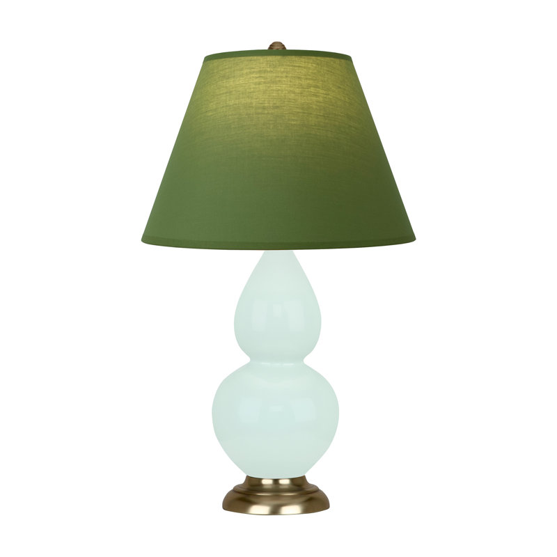 Petite lampe d'appoint à double gourde, Laiton antique, Menthe glacée, Thé vert / taupe