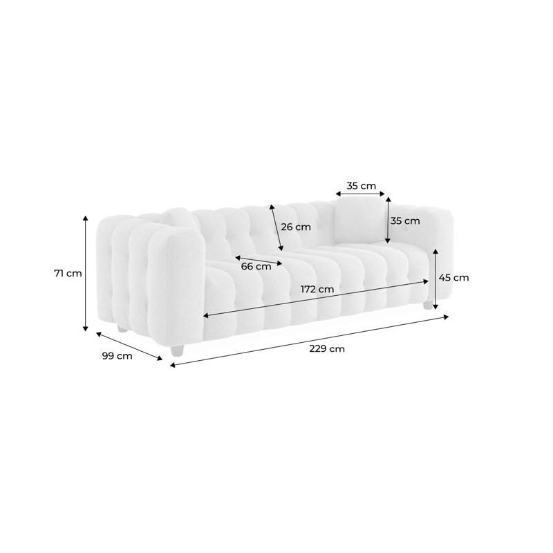Amone 3 Seater Sofa, Beige