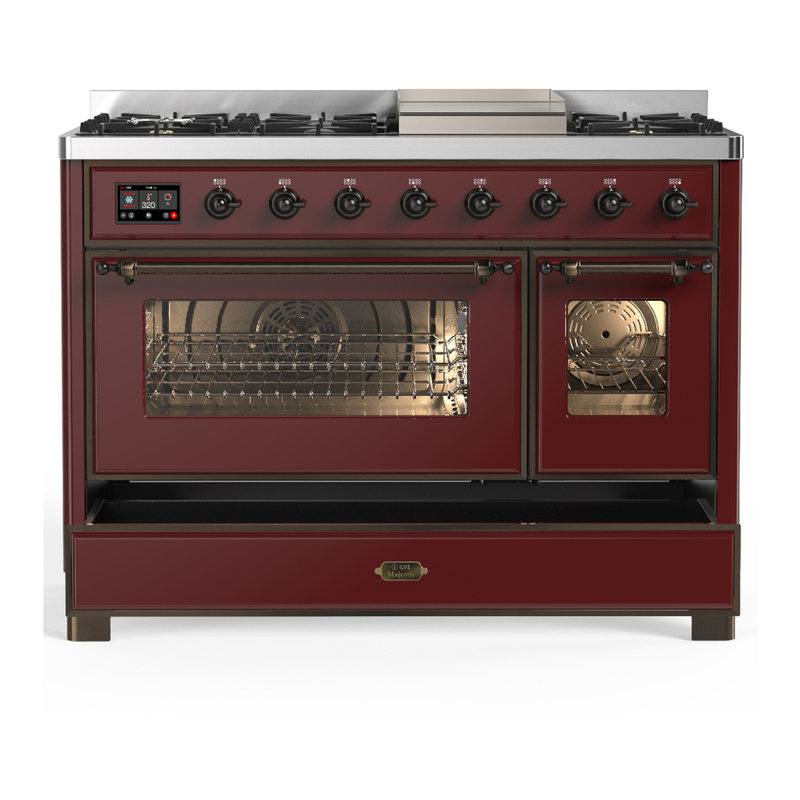 Majestic III Series 48 Inch Dual Fuel Range with 5 Sealed Burners, Griddle, Frenchtop in Matte Graphite (Liquid Propane, Burnished Trim)