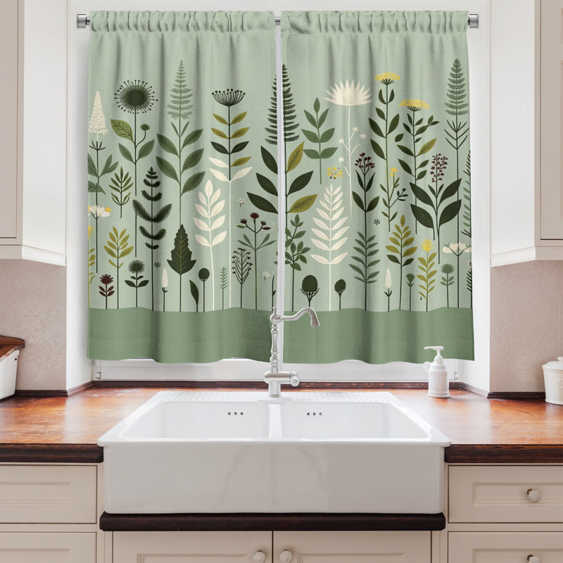 Floral Kitchen Curtain, 55" W x 36" L
