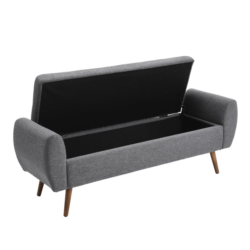 Alamo Upholstered Storage Bench, Grey Linen