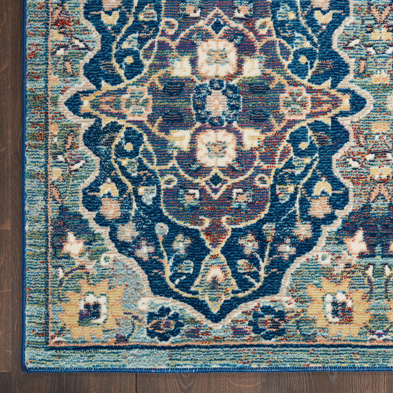 Ankara Global Bordered Navy Multicolor Area Rug, Rectangle 7'10" x 9'10"