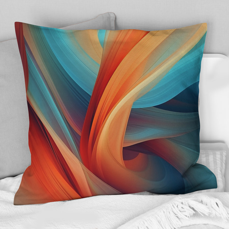 Coussin Orange Fractal Waters II - Fractals, 18" x 18"
