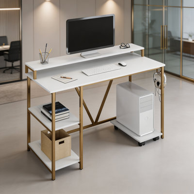 Industrial Writing Desk, Gold