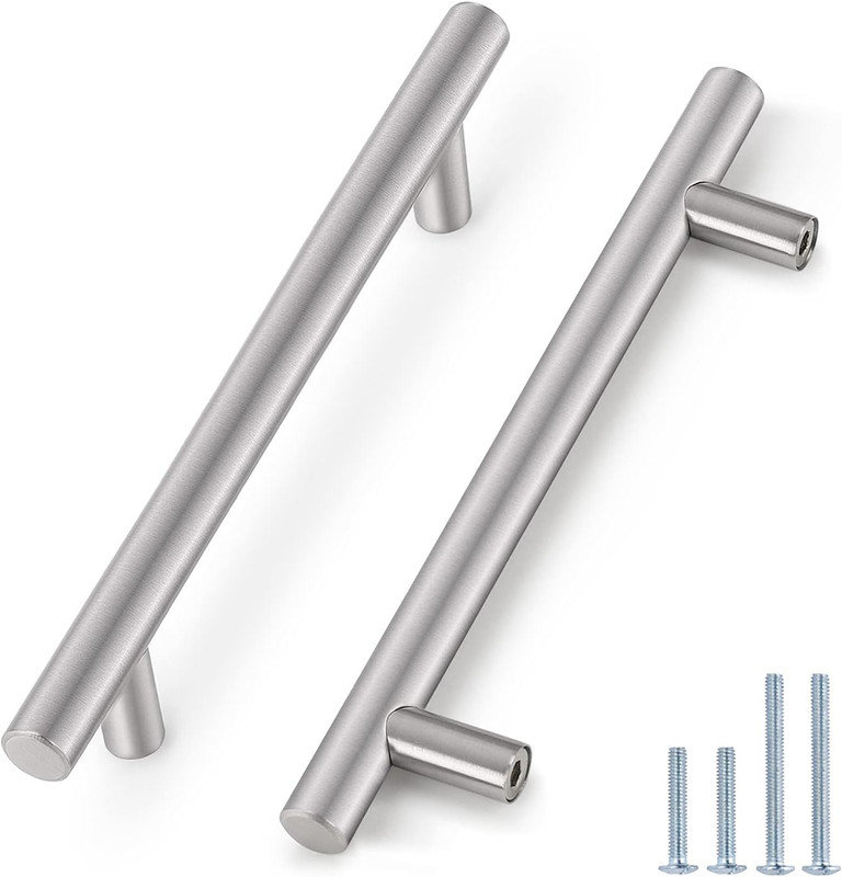 Poignées de barre d'armoire de centre à centre de 6 5/16 po (160 mm) en acier inoxydable au fini nickel brossé Probrico
