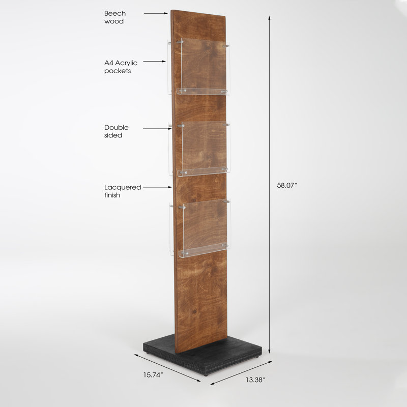 MT Displays 58.07'' H Pamplet Rack, Dark Wood Black