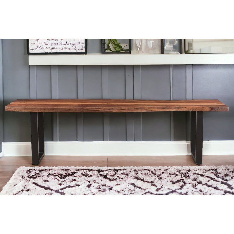 Banc en bois massif 66 po brun et noir