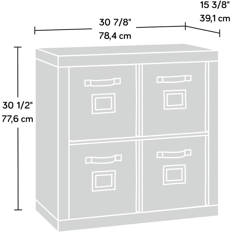 Sauder Stow-Away 4-Cube Organizer With Fabric Bins, Smoked Oak Finish, Versatile Storage Solution For Home Or Office